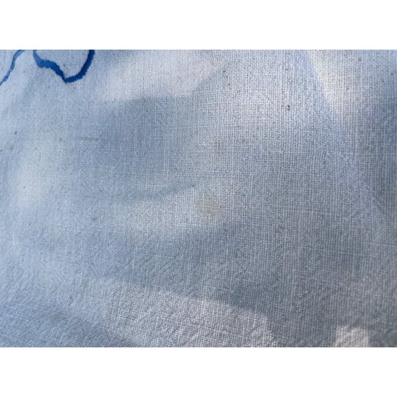 Vintage Arts and Crafts Cotton Embroidered Babket Flowers Tablecloth - Picture 9 of 13